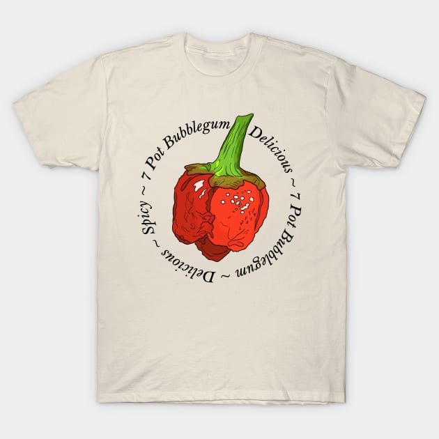 7 Pot Bubblegum Chili Pepper T-Shirt by MojoCoffeeTime